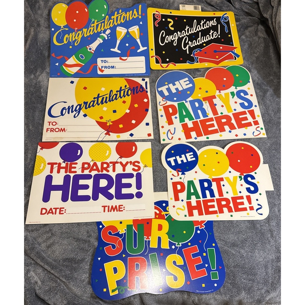 Vintage Party Die-Cuts 90s Lot 7 Cardboard Wall Lawn Signs Frances Meyer